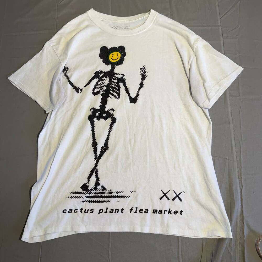 Cactus Plant Flea Market KAWS Skeleton T-Shirt Size Large White
